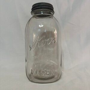Vintage Kerr "Self Sealing" 1/2 Gallon Glass Mason Jar - Original Lid